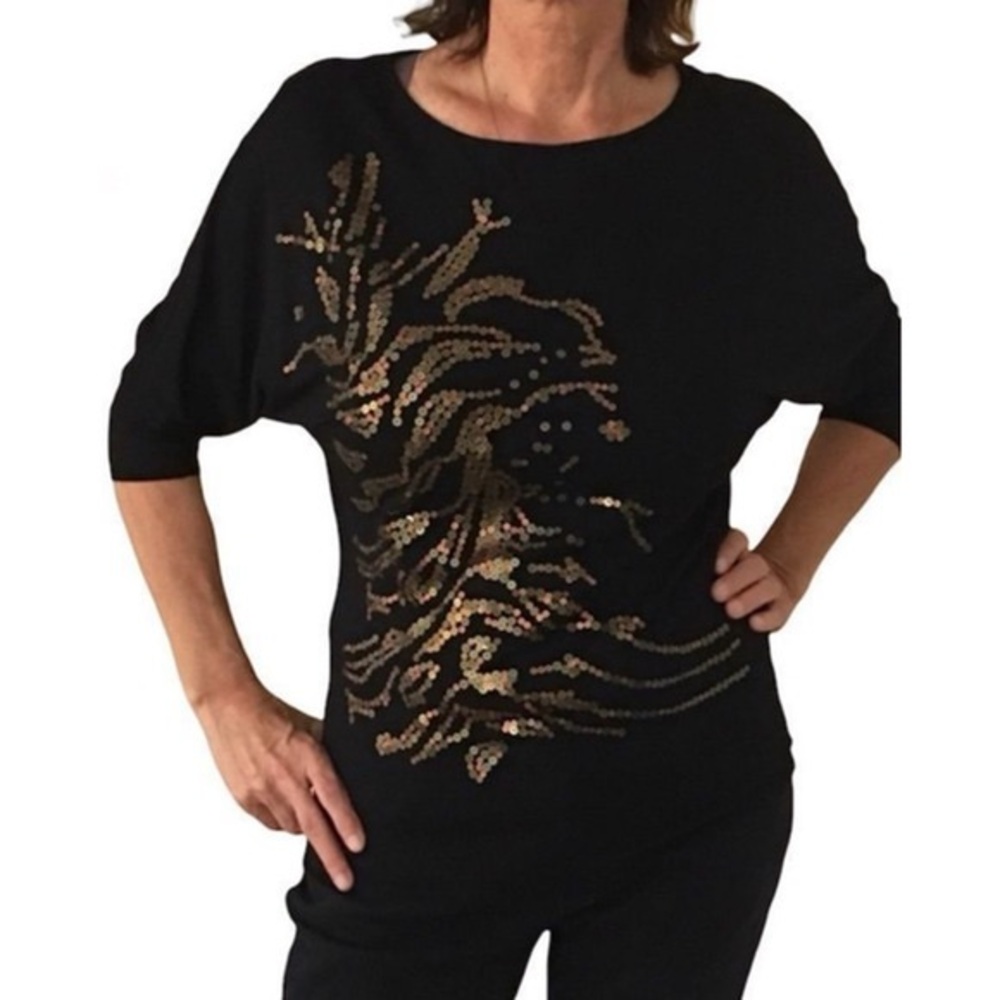 CAbi Cherie Sequin Long Dolman Sleeve Top